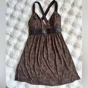 Vintage Y2K Made in USA Charlotte Russe Brown Mini Dress- Size medium